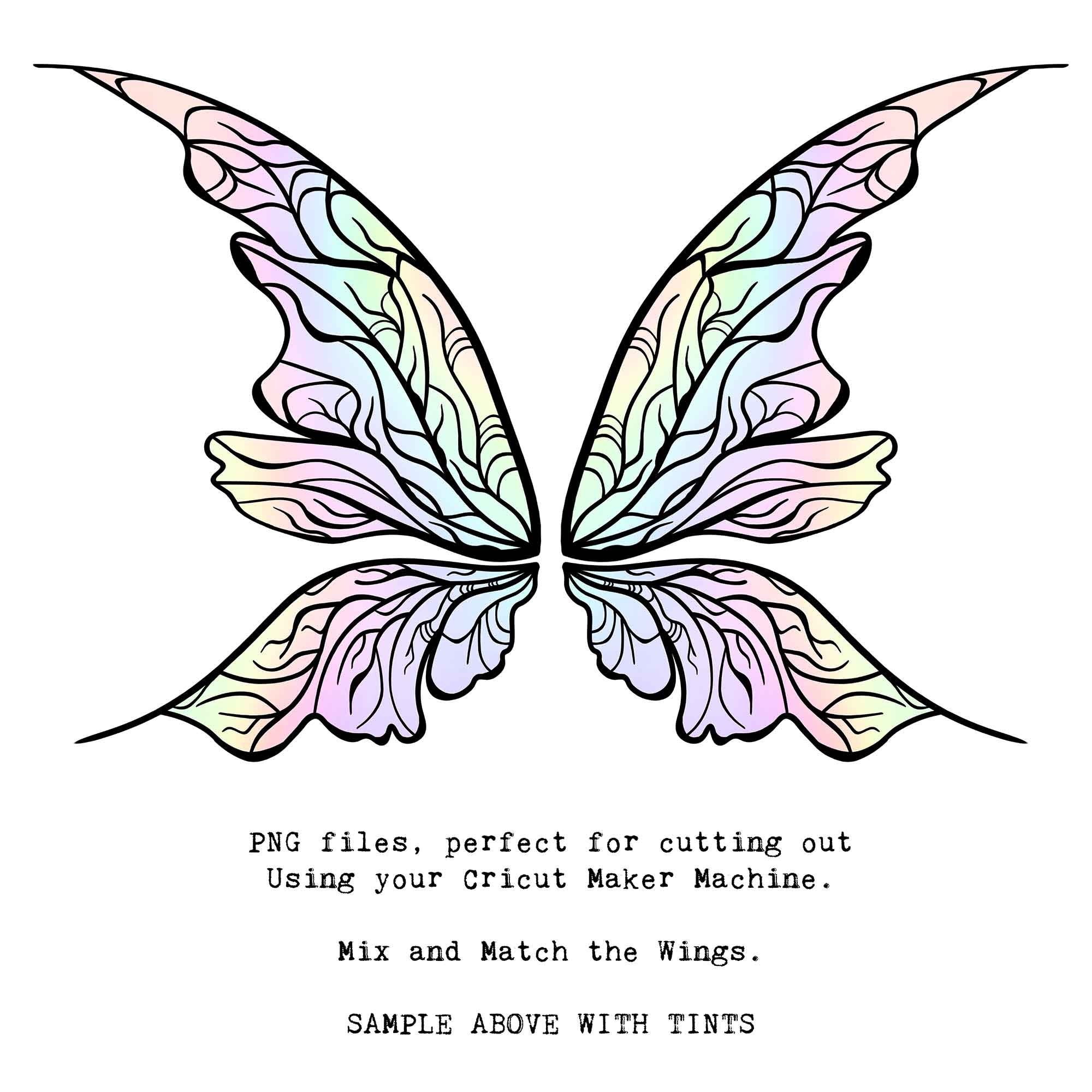 SVG & PNG Fairy Wing files for Cricut or Silhouette Cameo Cutting Machine. To create wearable fairy wings, in adult or children sizes.  Use this clipart design for Halloween Costumes, Fantasy or Cosplay or photography. These are Individual Wing Pieces, for you to cut and assemble. This is a digital product.